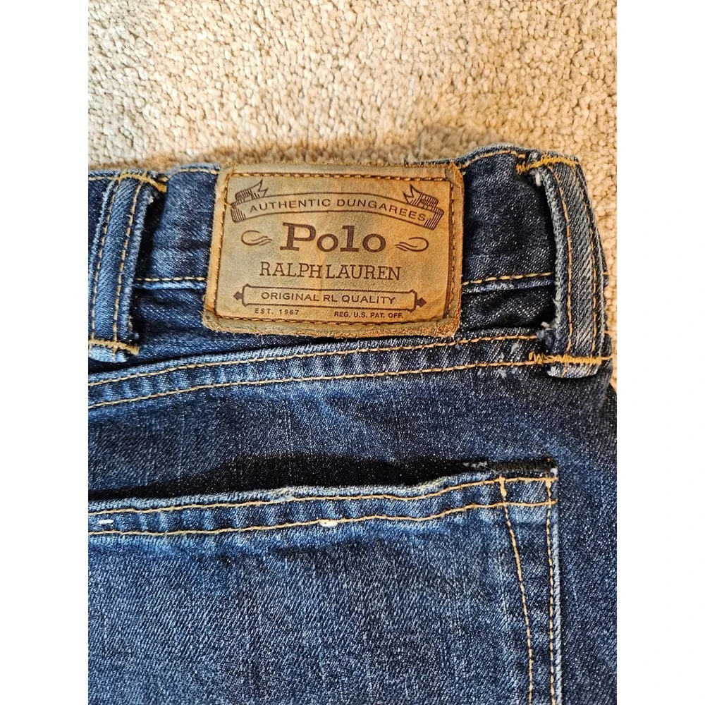 Polo Ralph Lauren Jeans Mens 42x32 Dark Wash Straight Authentic Dungarees‎ Good
